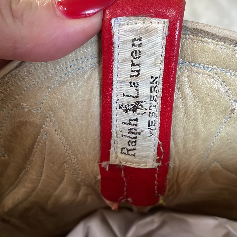 VTG Ralph Lauren Red Phoenix Bird Cowboy Boots Size 7 - Picture 6 of 12